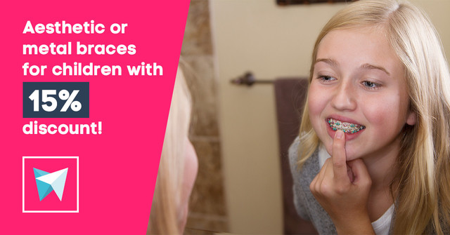 Aesthetic or metal braces for children with 15% discount!